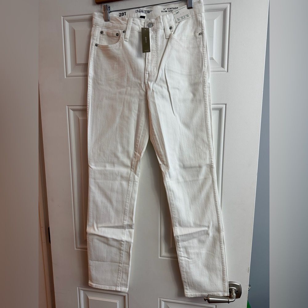 J. Crew Tall 9" Vintage Slim Straight Jeans Size 28T White NWT